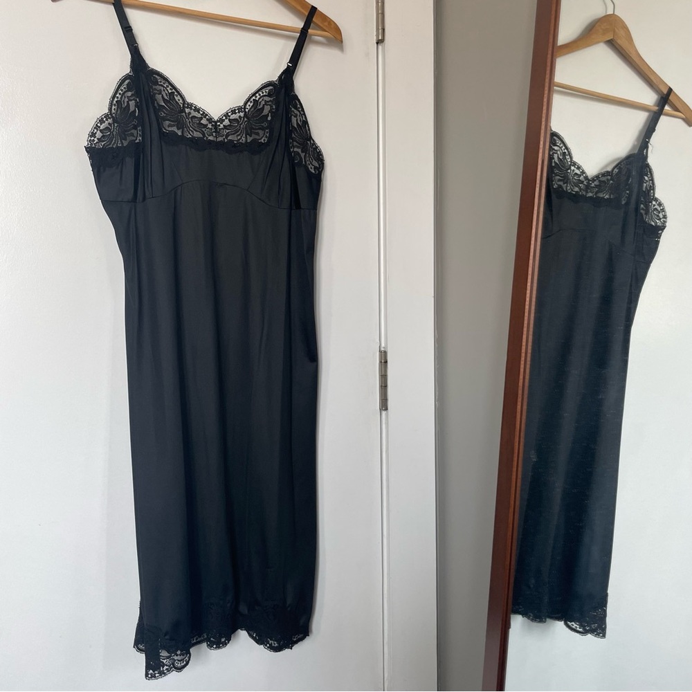 Vintage black midi slip dress